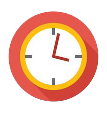 Red and yellow cartoon clock